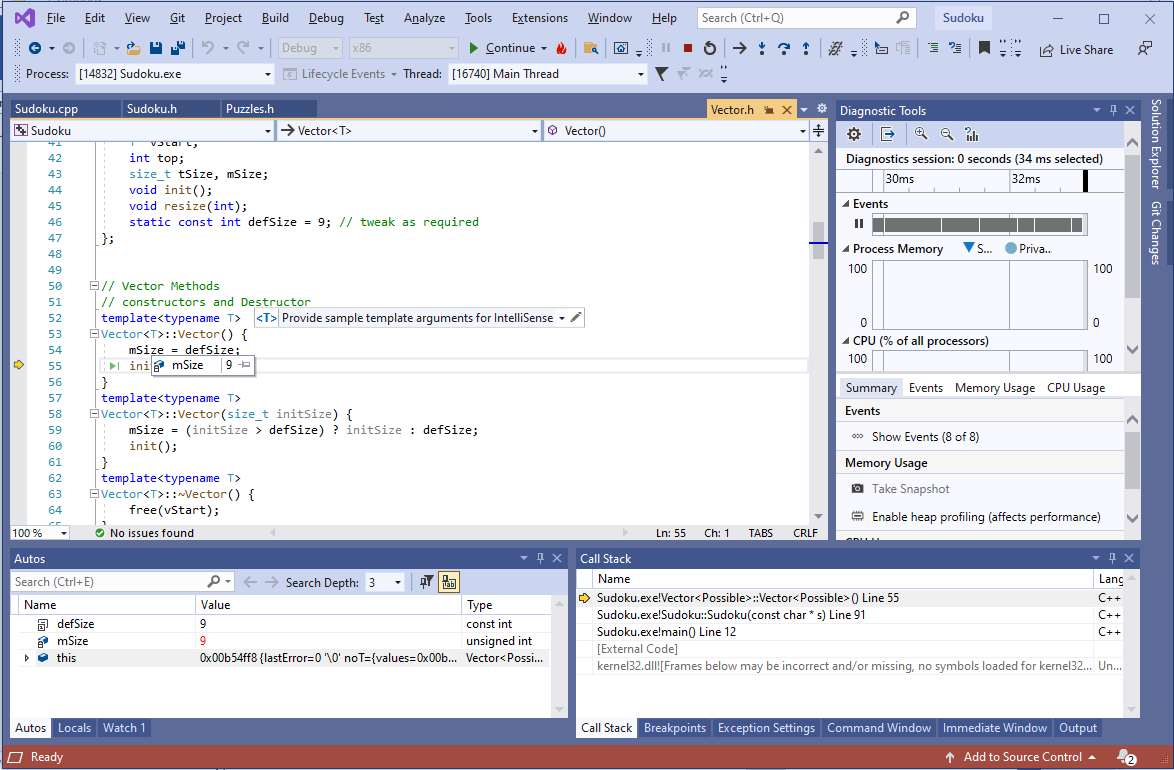 Stepping through code in Visual Studio